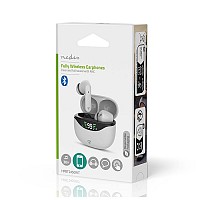 Bluetooth ακουστικά handsfree με θήκη φόρτισης και λειτουργία noise cancelling (ANC), σε λευκό χρώμα NEDIS HPBT2450WT