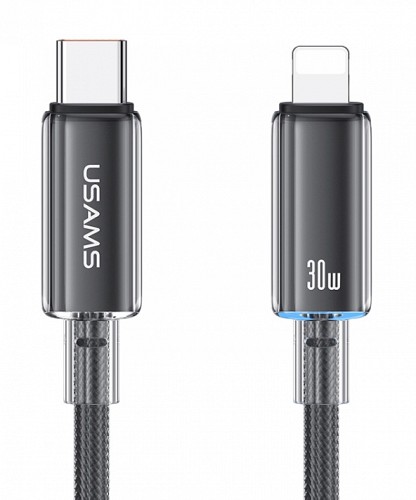 USAMS καλώδιο Lightning σε USB-C US-SJ659, 30W, 480Mbps, 1.2m, μαύρο SJ659USB01