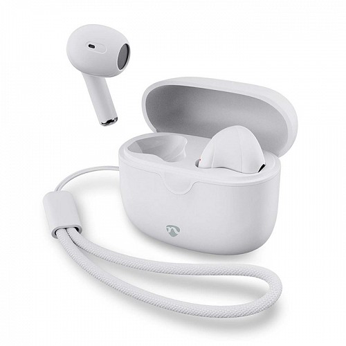 Bluetooth ακουστικά handsfree με θήκη ασύρματης φόρτισης, σε λευκό χρώμα NEDIS HPBT2400WT