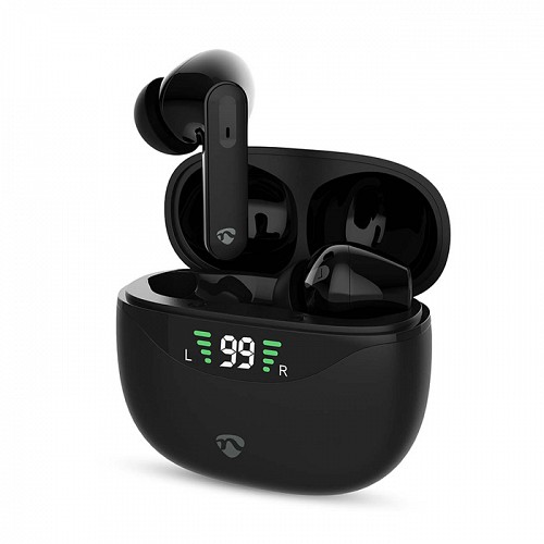 Bluetooth ακουστικά handsfree με θήκη φόρτισης και λειτουργία noise cancelling (ANC), σε μαύρο χρώμα NEDIS HPBT2450BK