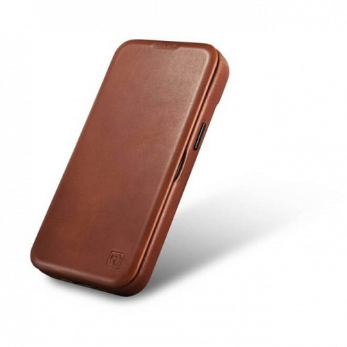iCarer KJI 14220704 iPhone 14 Pro Max Curved Edge Leather Folio with Magsafe Brown