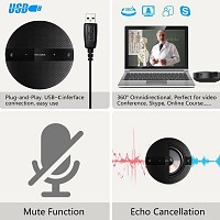Kaysuda Πανκατευθυντικό Μικρόφωνο 360° USB με Echo Cancellation 0924.003