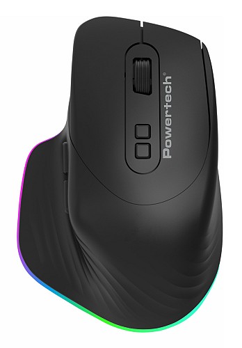 POWERTECH ασύρματο gaming ποντίκι PT-1253, 2.4GHz & Bluetooth, 2000DPI, 650mAh, RGB, μαύρο PT-1253