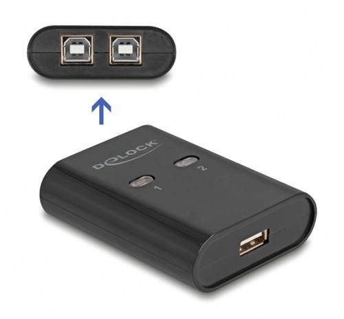 DELOCK USB Type B switch 11503, 2 σε 1, μαύρο 11503-DE