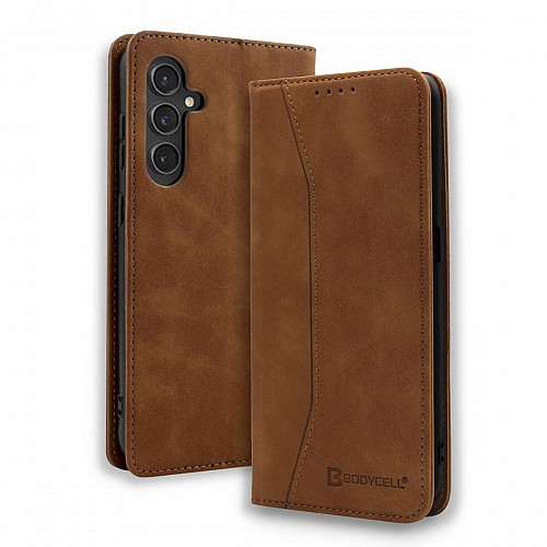 Bodycell Book Case Pu Leather Samsung S24 FE Brown