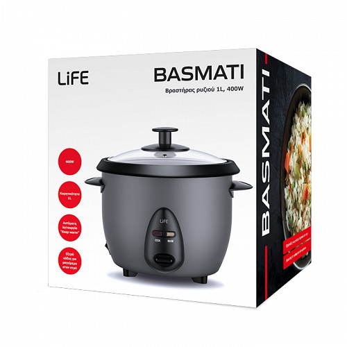 Βραστήρας ρυζιού 1L, 400W LIFE BASMATI