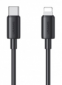 USAMS καλώδιο Lightning σε USB-C US-SJ712, 30W, 480Mbps, 1m, μαύρο SJ712USB01