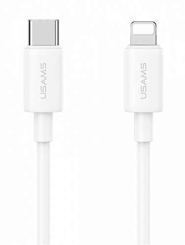 USAMS καλώδιο Lightning σε USB-C US-SJ712, 30W, 480Mbps, 1m, λευκό SJ712USB02