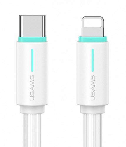 USAMS καλώδιο Lightning σε USB-C US-SJ735, 30W, 480Mbps, 1m, λευκό SJ735USB02