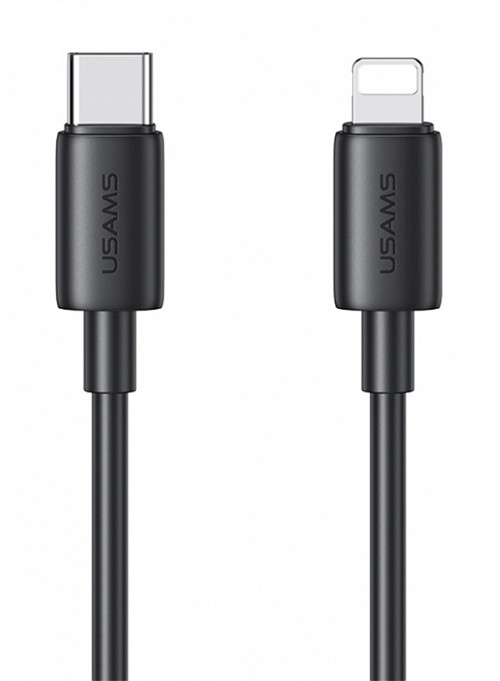 USAMS καλώδιο Lightning σε USB-C US-SJ712, 30W, 480Mbps, 1m, μαύρο SJ712USB01