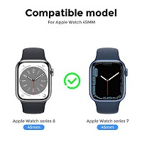 Θήκη PC με Tempered Glass Ahastyle WG115 Apple Watch 7/8/9 45mm Upgrade σε Ultra Ασημί
