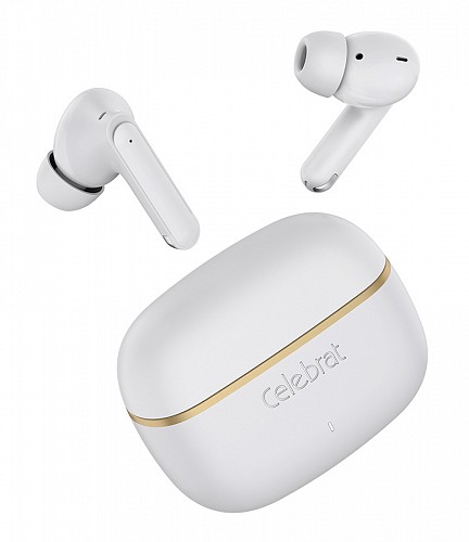 CELEBRAT earphones με θήκη φόρτισης WD03, True Wireless, 13mm, 30/300mAh, λευκά WD03-WH