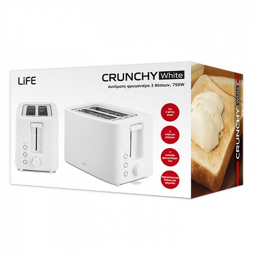 Αυτόματη φρυγανιέρα 2 θέσεων, 750W LIFE CRUNCHY WHITE