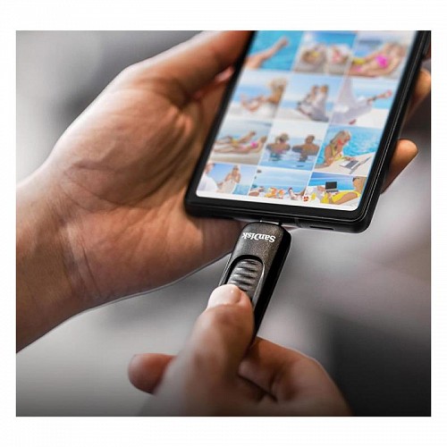 USB 3.2 Flash Disk SanDisk Ultra Slider USB C 128GB 400MB/s Μαύρο