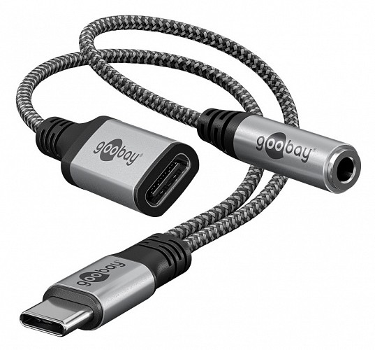 GOOBAY αντάπτορας USB-C σε 3.5mm & USB-C 74524, 60W, 480Mbps, γκρι 74524