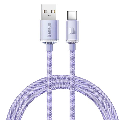 Baseus Crystal Shine Braided USB 2.0 Cable USB-C male - USB-A male Μωβ 1.2m (CAJY000405) (BASCAJY000405)
