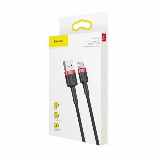 Καλώδιο Σύνδεσης USB 2.0 Baseus Cafule USB A σε USB C 3A 1m Μαύρο-Κόκκινο