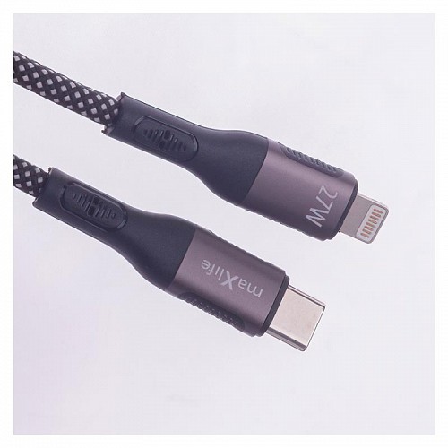 Καλώδιο Σύνδεσης USB 2.0 Maxlife MXUC-11 Magnetic Nylon USB C σε Lightning 27W 1m Μαύρο