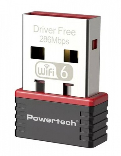 POWERTECH ασύρματος USB αντάπτορας δικτύου PT-1383, 300Mbps WiFi 6 PT-1383