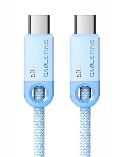 CABLETIME καλώδιο USB-C CT-CM60-PBW, 60W PD, 480Mbps, 1m, μπλε CT-CM60-PBL1