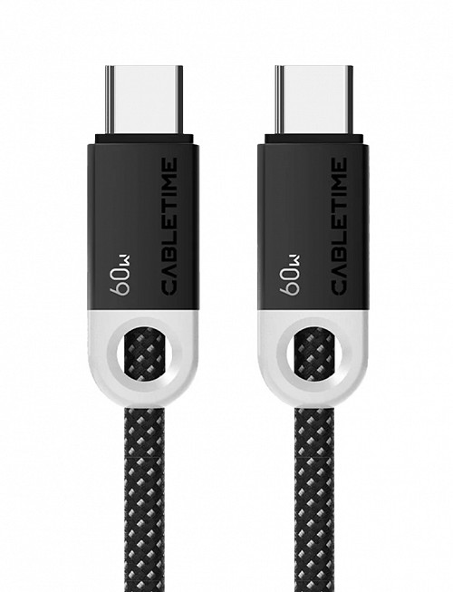 CABLETIME καλώδιο USB-C CT-CM60-PBW, 60W PD, 480Mbps, 1m, μαύρο CT-CM60-PBW1