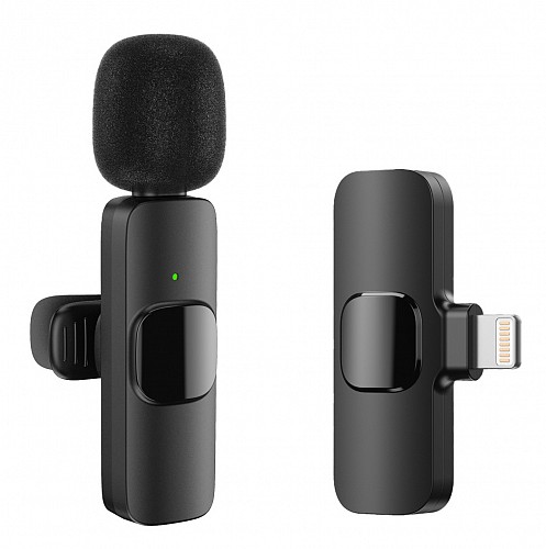 APEXEL ασύρματο μικρόφωνο APL-MIC004, Lightning, 2.4GHz, μαύρο APL-MIC004