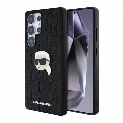 Θήκη TPU Karl Lagerfeld Samsung Galaxy S25 Ultra Hardcase Leather Monogram Karl Head Pin Μαύρο