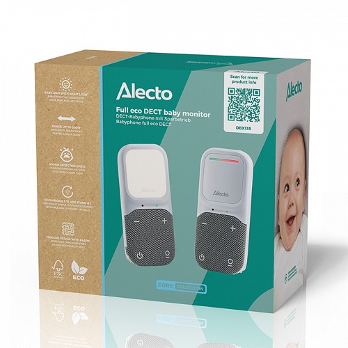 Full Eco Ασύρματη ενδοεπικοινωνία (baby monitor), τεχνολογίας DECT 1.8GHz με δυνατότητα αμφίδρομης επικοινωνίας και φωτάκι νυκτός ALECTO DBX135