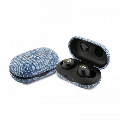True Wireless Ακουστικά Bluetooth Guess Docking Station 4G Metal Μπλε