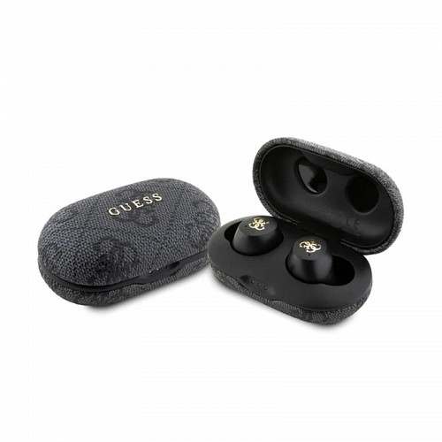 True Wireless Ακουστικά Bluetooth Guess Docking Station 4G Metal Μαύρο