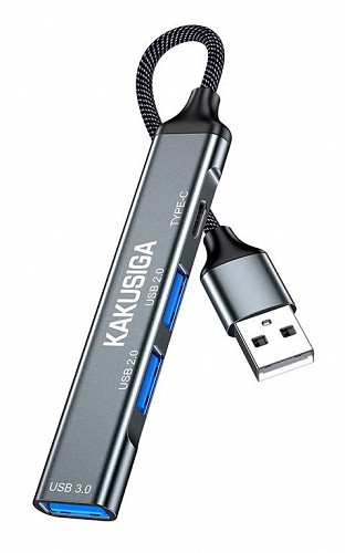 KAKUSIGA USB hub KSC-1416, 4x θυρών, USB 3.0, 5Gbps, USB σύνδεση, γκρι KSC-1416