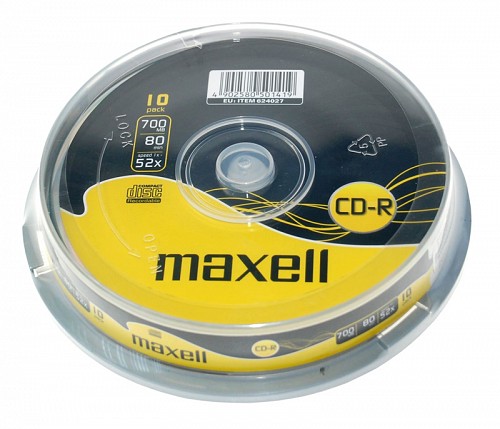 MAXELL CD-R 624027.40.TE, 700ΜΒ, 80min, 52x speed, cake box 10τμχ 624027.40.TE