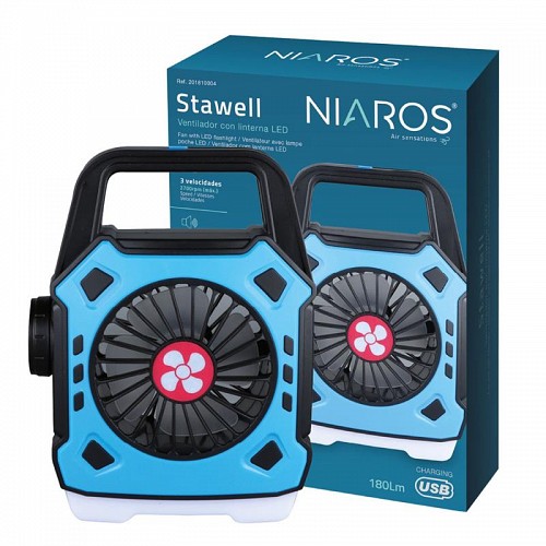 Ανεμιστήρας Κάμπινγκ Niaros Stawell USB 4W με Φακό LED 180lm Μπλε