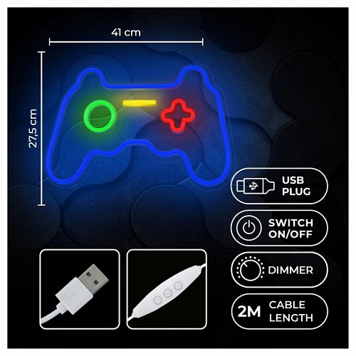 Neon Plexi Forever Light FPNE03X GAMEPAD (USB, On/Off & Dimmer) Πολύχρωμο