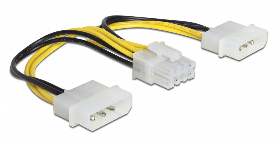 DELOCK καλώδιο 2x 4pin molex σε 8pin EPS 83410, 0.15m 83410