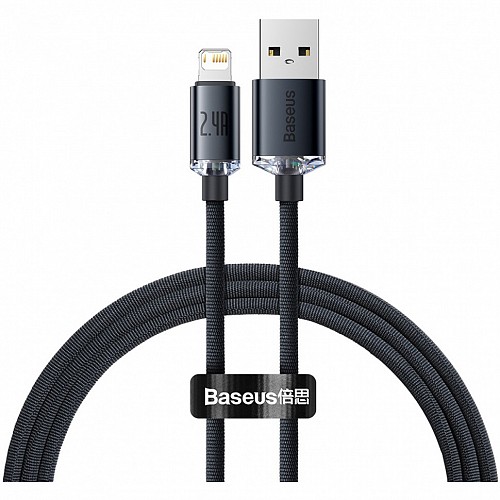 BASEUS Cable USB-A - Lightning, 1.2 m, 2.4A, Crystal Shine, CAJY000001 /black/