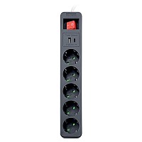 Πολύπριζο 5 θέσεων με διακόπτη ON/OFF και 2 θύρες USB (USB-C & USB-Α) SONORA PSW501AC