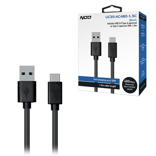 Καλώδιο USB 2.0 Τype-A αρσενικό σε Τype-C αρσενικό 35W, 1.5m NOD UC35-AC480-1.5C