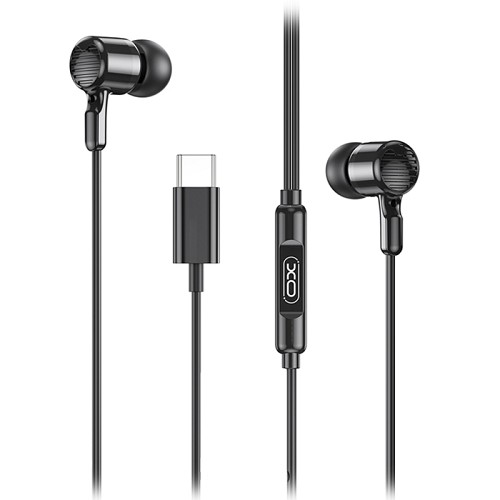 Ενσύρματα in-ear μεταλλικά ακουστικά με μικρόφωνο και βύσμα USB-C, σε μαύρο χρώμα XO EP81