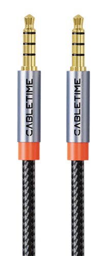 CABLETIME καλώδιο ήχου 3.5mm CT-AM35M, gold plated, 2m, μαύρο CT-AM35M-AG2