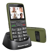 POWERTECH κινητό τηλέφωνο Sentry Eco V2, dual SIM, πλήκτρο SOS, χακί PTM-42