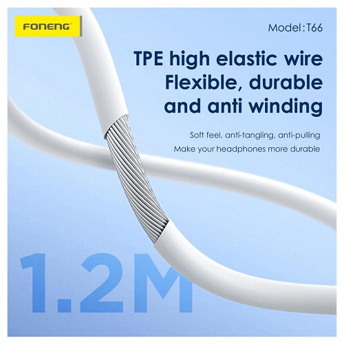 Hands Free Stereo Foneng T66 3.5mm Λευκό