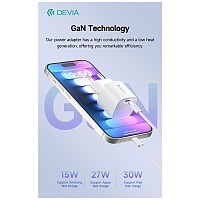 Φορτιστής Ταξιδίου Ταχείας Φόρτισης Devia RLC-545 Mini με Έξοδο USB C GaN PD 30W Extreme Λευκό