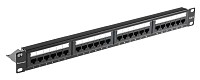 POWERTECH patch panel NETW-0046 για rack 19/1U, 24 θυρών, CAT 6 UTP, μαύρο NETW-0046