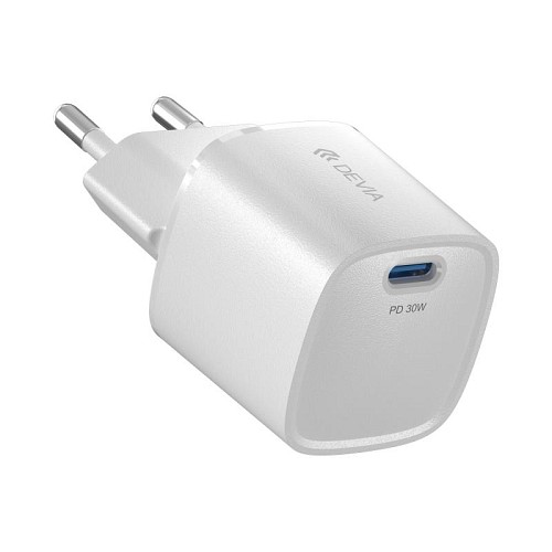 Φορτιστής Ταξιδίου Ταχείας Φόρτισης Devia RLC-545 Mini με Έξοδο USB C GaN PD 30W Extreme Λευκό