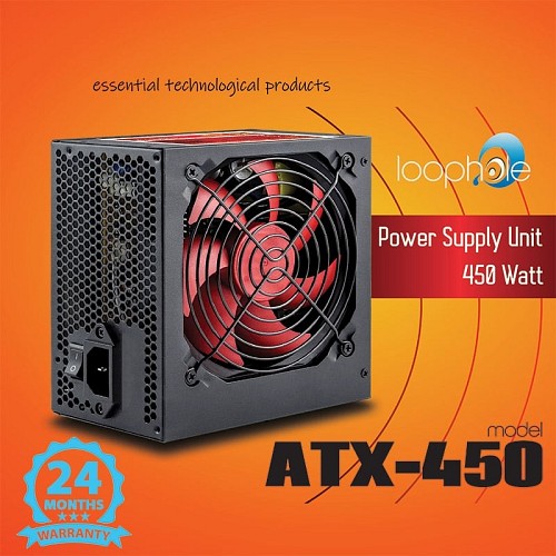 Τροφοδοτικό LOOPHOLE 450Watt Κόκκινο Fan DESK45R