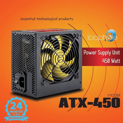 Τροφοδοτικό LOOPHOLE 450Watt Κίτρινο Fan DESK45Y
