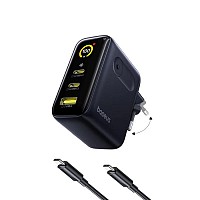 BASEUS PICOGO AE21, ΣΕΤ ΓΡΗΓΟΡΗΣ ΦΟΡΤΙΣΗΣ, 2 ΘΥΡΕΣ, ΜΕ ΚΑΛΩΔΙΟ TYPE-C ΣΕ TYPE-C, 100W, ΜΑΥΡΟ