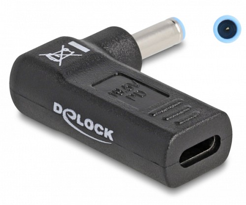 DELOCK αντάπτορας τροφοδοσίας laptop 60004, USB-C σε HP 4.5x3mm, μαύρος 60004