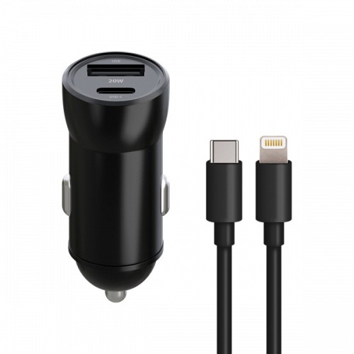 MAXLIFE CAR CHARGER MXCC-01 PD 20W + DATA CABLE LIGHTNING 20W black